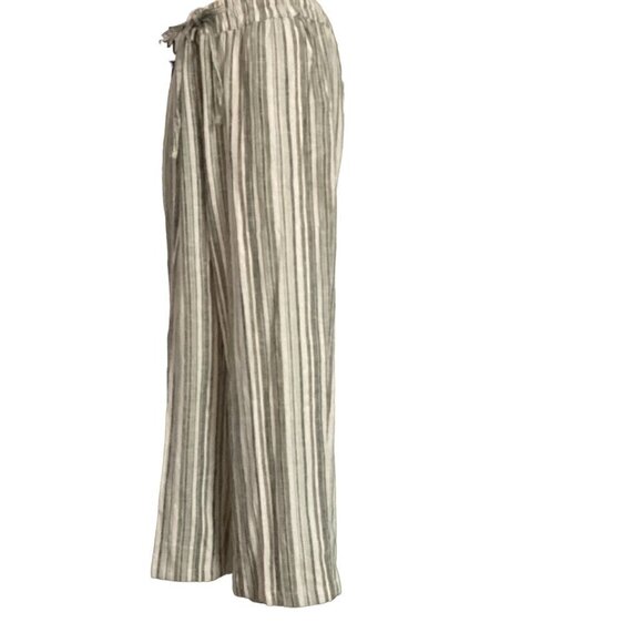 Naturals Denim & Co Naturals Linen Flax Blend Striped Pants Sz M #157F - Picture 5 of 8